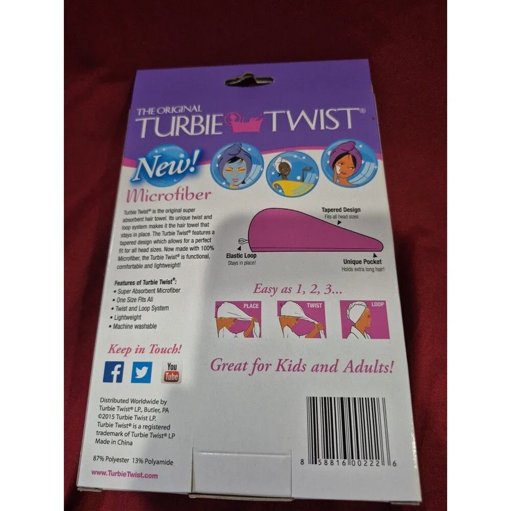 NIB The Original Turbie Twist  Microfiber Hair Towel  Seen On TV Blue Microfiber